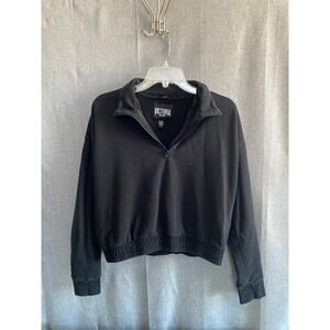 Victoria Sport Black Half Zip Cropped Sweatshirt Size Medium